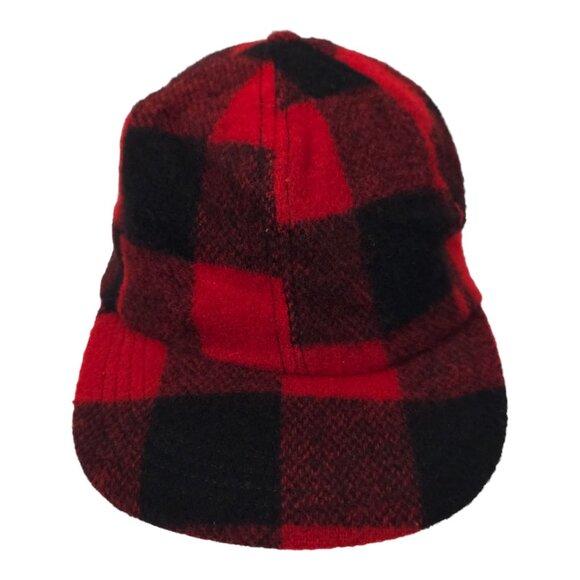Haband Wool Blend Ear Neck Flap XL Hat Plaid Red Black USA Hunting Cap Vintage - Picture 1 of 15
